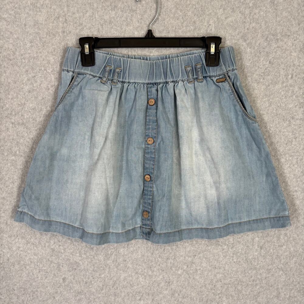 Y2K Pleated Mini Denim Skirt Small Jean Cotton Pockets Western Cottage Preppy